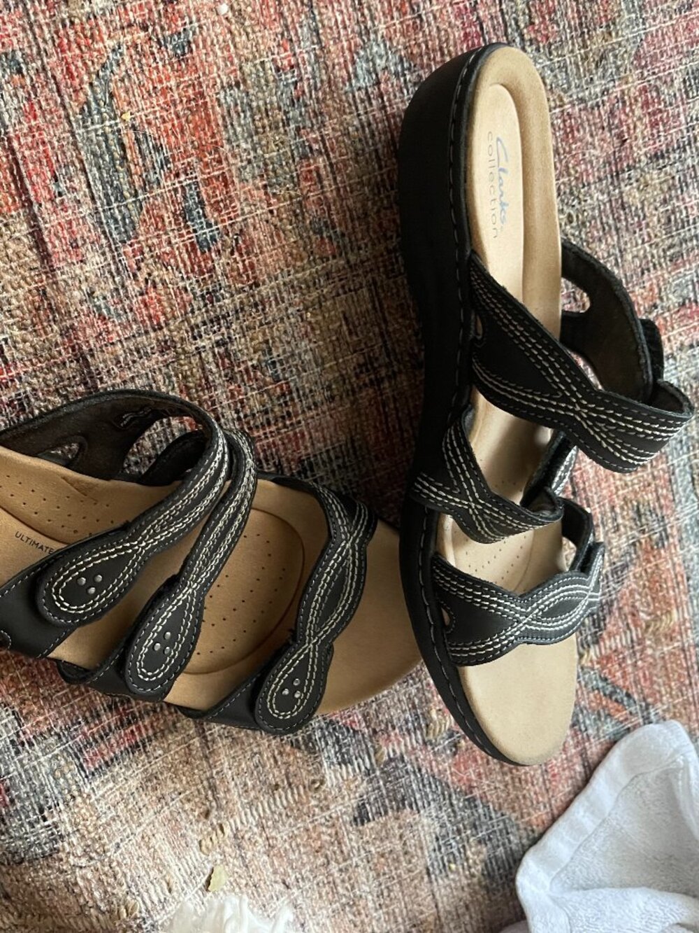 Clarks Women's Laurieann Rio Sandals in Black Sz: 10 leather casual lightweight